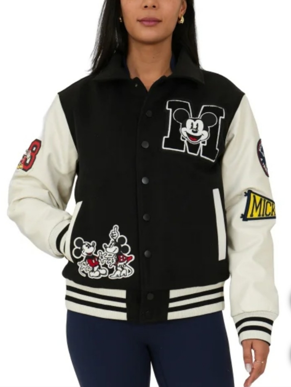 DISNEY Mickey Varsity Jacket Costco Unisex Mens S Womens Medium NEW Black Coat